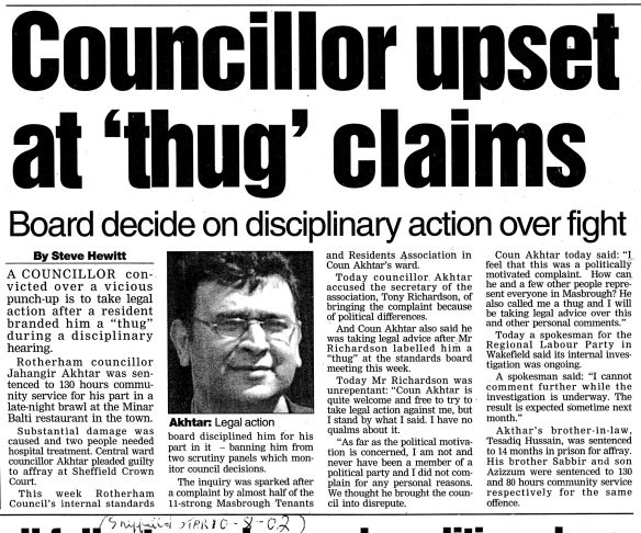 Councillor Upset At Thug Claims